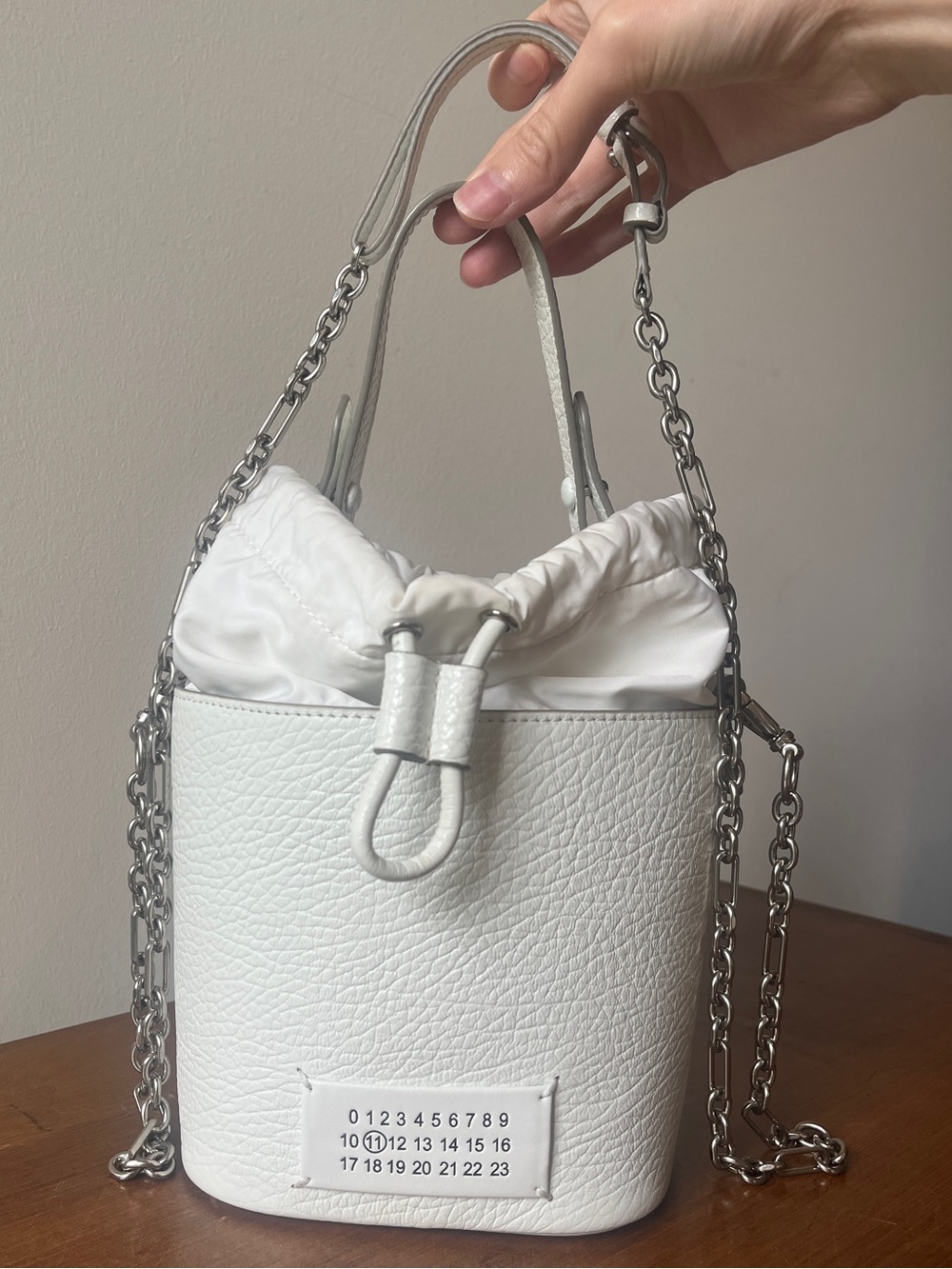 Maison Margiela 5AC Leather Bucket Bag White